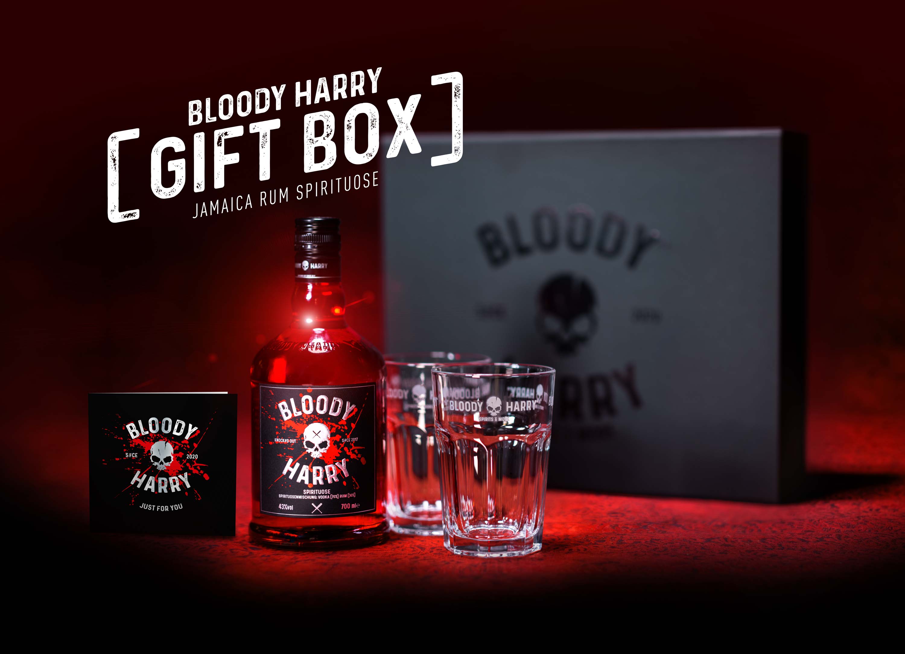 BLOODY HARRY Rum-Spirituose Geschenk-Box mit Greeting Card